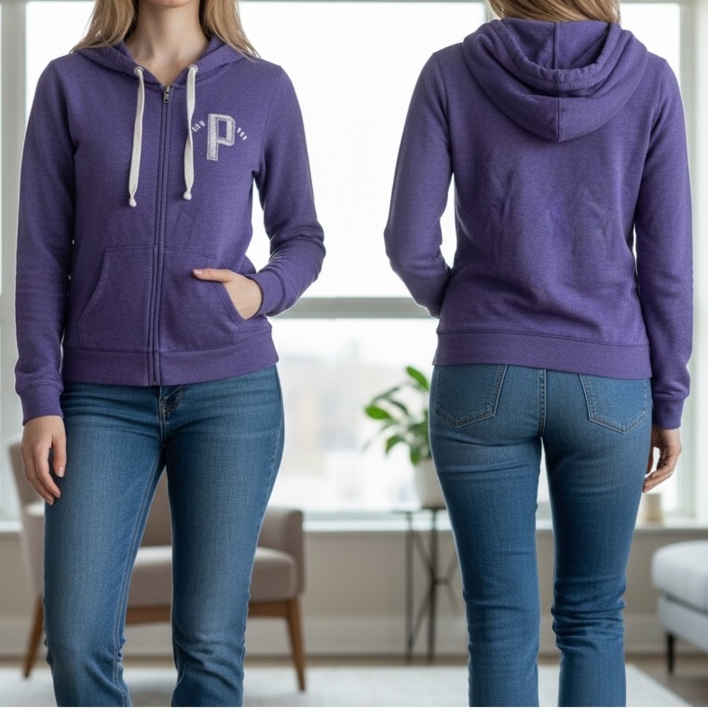 PINK Victoria's Secret Purple Zip-Up Hoodie SMALL